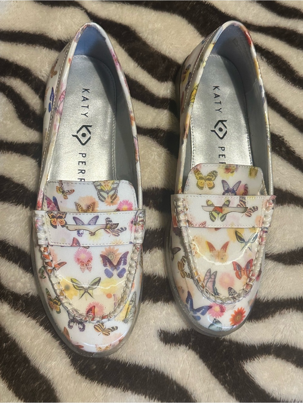 Katy Perry Collections White Butterfly Print Penny Loafers